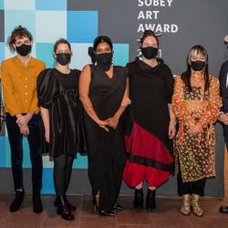 Their Excellencies stand with a group of finalists at the 2021 Sobey Art Award ceremony.