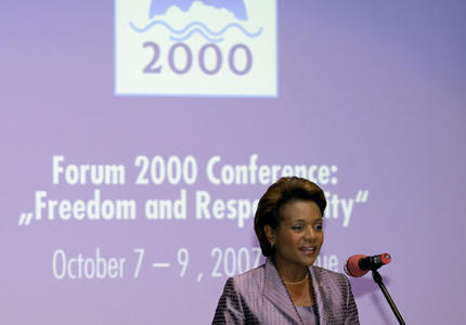 Her Excellency takes part in the Forum 2000 conference held in Prague, Czech Republic.
