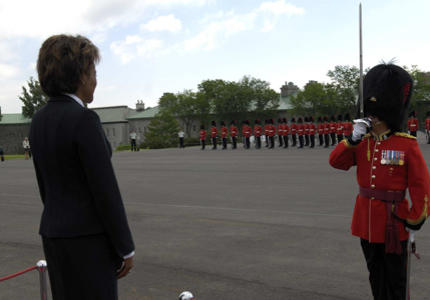 Inspection of the guard of honour of the Royal 22e Régiment at the Citadelle of Québec