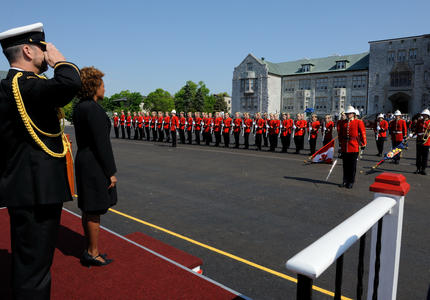 Visit to Royal Military College of Canada - Inspection of the guard of honour