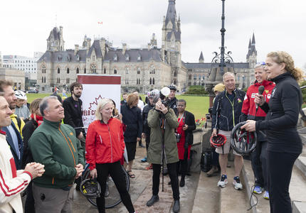 The Governor General delivers remarks to participants of Bike Day on the Hill