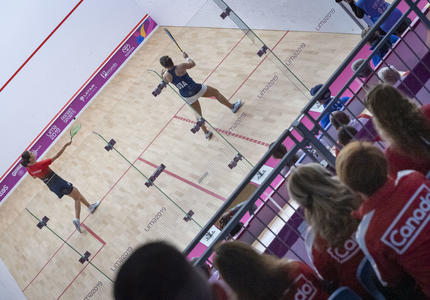Team Canada squash player Samantha Cornett played against the United States of America. 