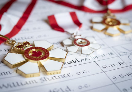 A photo of Order of Canada medals.