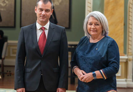Governor General Marie Simon stands with His Excellency Plamen Georgiev Georgiev