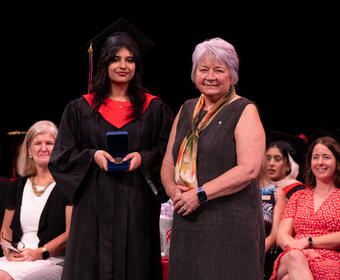 Governor General Mary Simon standing next to Gloucester High School student who received the Governor General’s Academic Medal for outstanding academic excellence. 