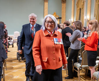 Governor General Mary Simon leaving the Ballroom after the ceremony