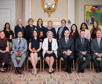 Governor General Mary Simon posing for a photo with award recipients.