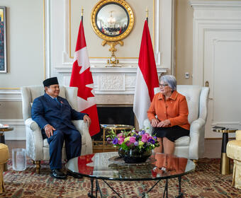 Governor General Mary Simon and His Excellency Prabowo Subianto, President of the Republic of Indonesia at Rideau Hall.