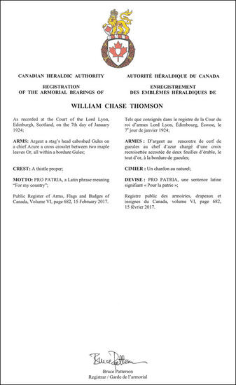 Armoiries de William Chase Thomson