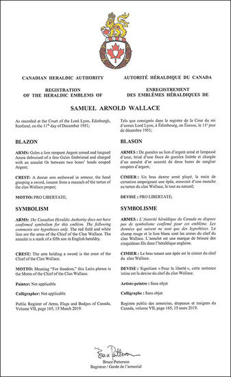 Armoiries de Samuel Arnold Wallace
