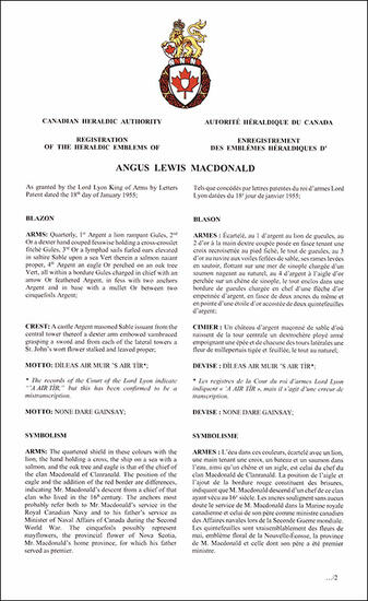 Armoiries d'Angus Lewis Macdonald
