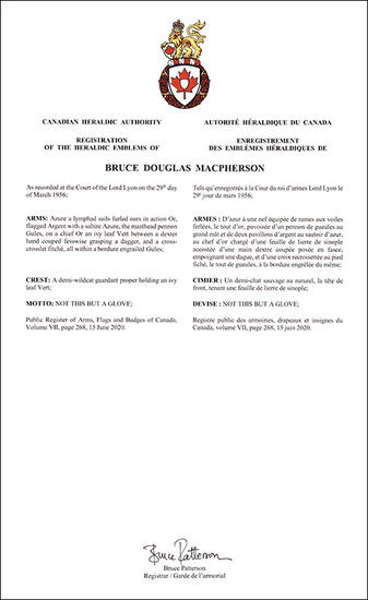 Armoiries de Bruce Douglas Macpherson