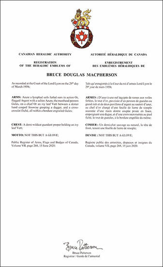 Armoiries de Bruce Douglas Macpherson
