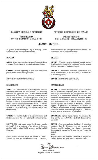 Armoiries de James McGill