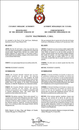 Arms of Cluny Macpherson