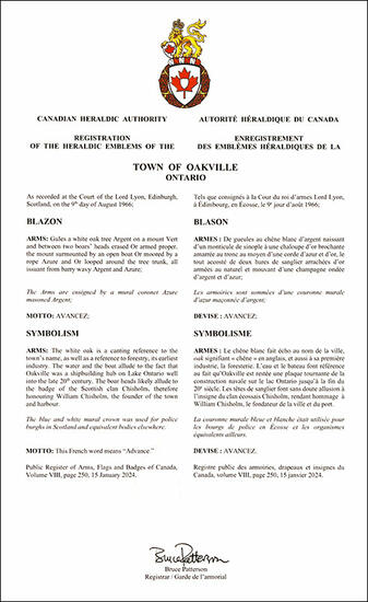 Armoiries de la Town of Oakville
