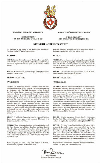 Armoiries de Kenneth Anderson Catto