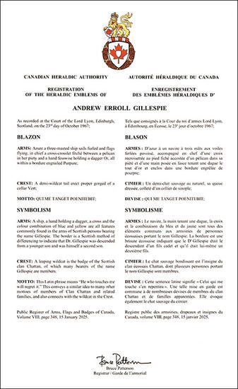 Armoiries d'Andrew Erroll Gillespie
