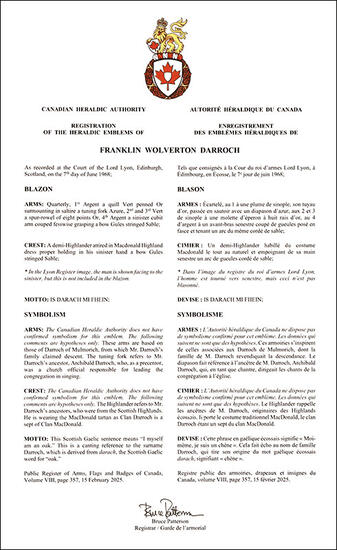 Armoiries de Franklin Wolverton Darroch