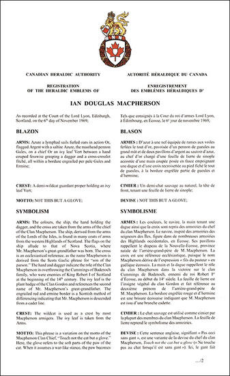 Armoiries d'Ian Douglas Macpherson