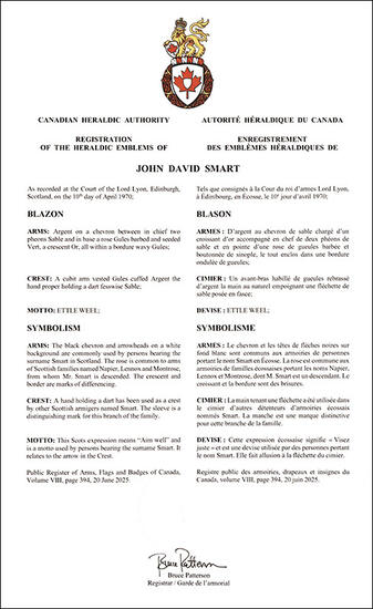 Armoiries de John David Smart