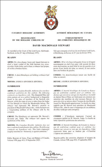Armoiries de David Macdonald Stewart