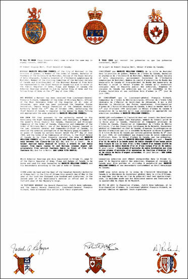 Arms of Maurice Nelligan Corbeil