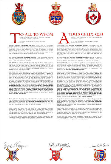 Armoiries de Philippe Sutherland Ostiguy