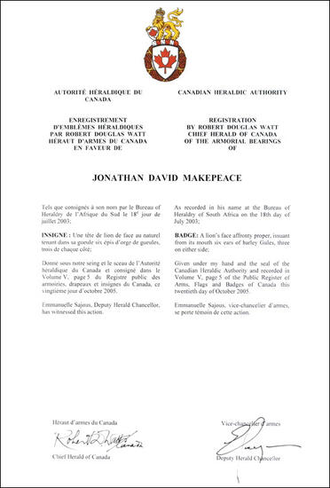 Insigne de Jonathan David Makepeace