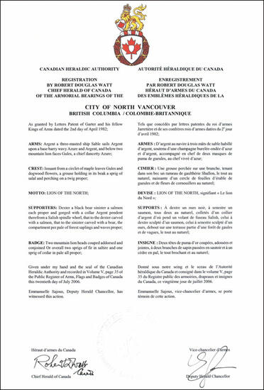 Arms of the City of North Vancouver