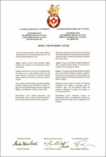 Arms of Jerzy Franciszek Lucki