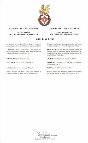 Armoiries de William Rose